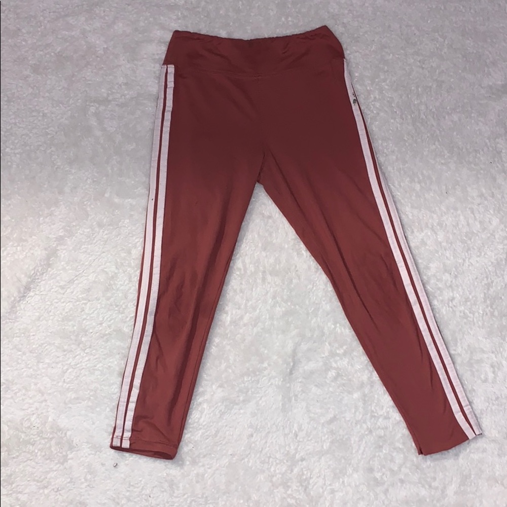 Pink striped leggings